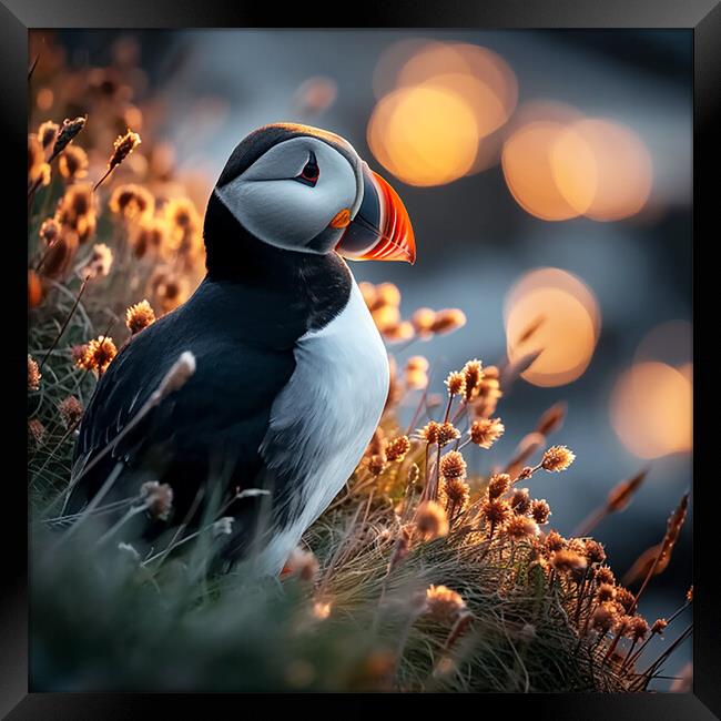 Majestic Puffin  Framed Print by CC Designs