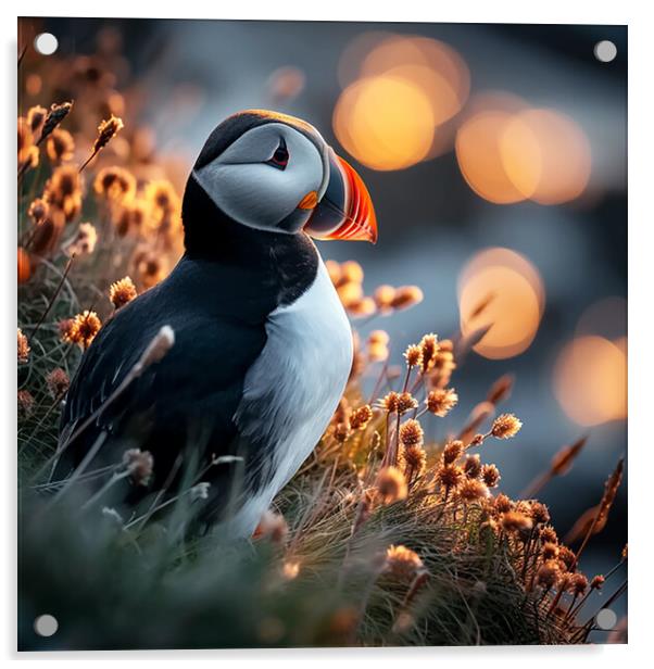 Majestic Puffin  Acrylic by CC Designs