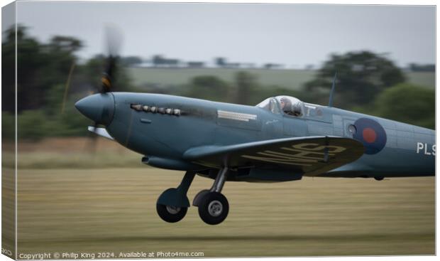NHS Spitfire at Duxford Canvas Print by Philip King