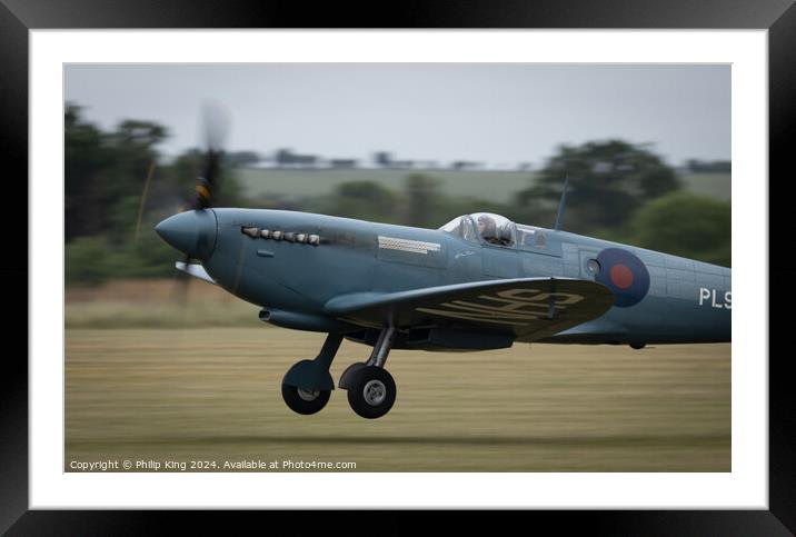 NHS Spitfire at Duxford Framed Mounted Print by Philip King