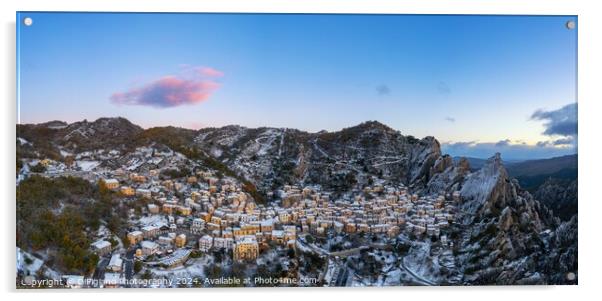 Castelmezzano Sunrise Panorama Acrylic by DiFigiano Photography
