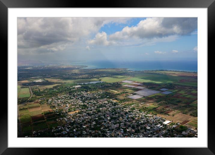 Mauritius Aerial Landscape near Triolet Framed Mounted Print by Dietmar Rauscher
