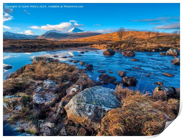 Winter in Rannoch Moor Scotland Print by Navin Mistry