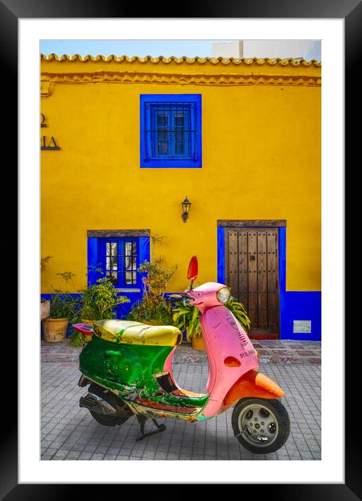 Vespa Scooter in Marbella Old Town Framed Mounted Print by Alison Chambers