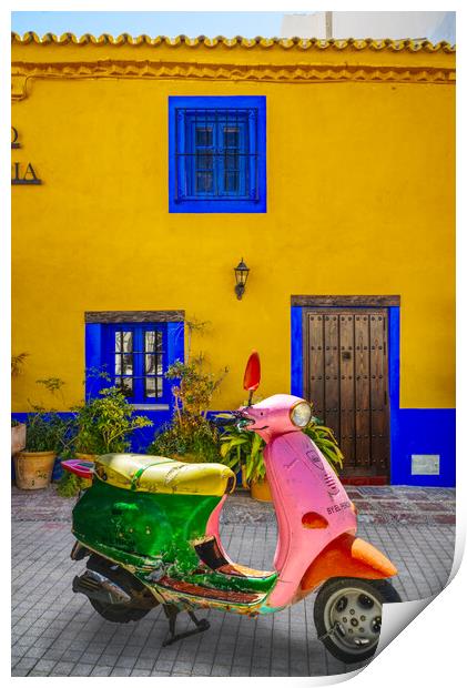 Vespa Scooter in Marbella Old Town Print by Alison Chambers