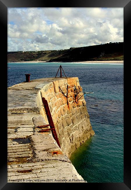 Sennen Cove harbour wall Framed Print by Linsey Williams