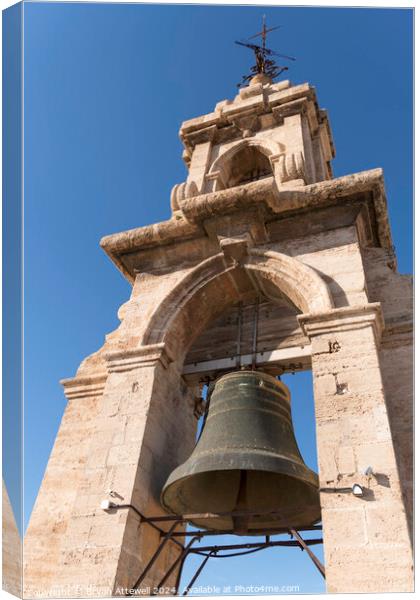 The bell tower of Valencia cathedral  Canvas Print by Bryan Attewell