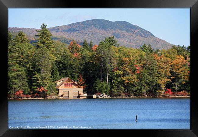 Boathouse on Squam Lake Framed Print by Bryan Attewell