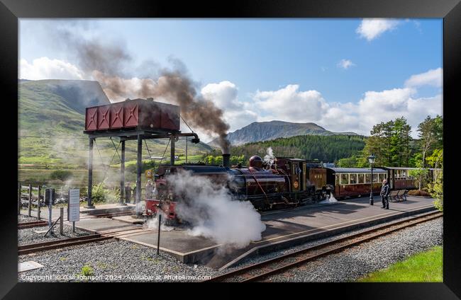Steam Train at Rhydd Ddu Station Snowdonia  Framed Print by Gail Johnson