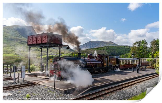 Steam Train at Rhydd Ddu Station Snowdonia  Print by Gail Johnson