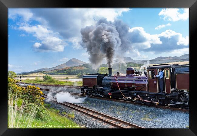 Steam Train at Rhydd Ddu Station Snowdonia  Framed Print by Gail Johnson