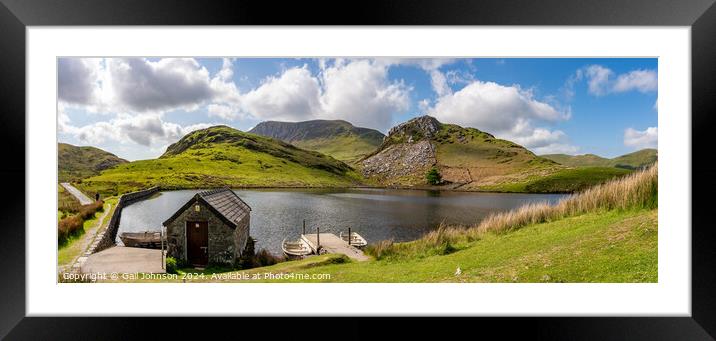 Llyn y Dywarchen a small fishing lake in Snowdonia  Framed Mounted Print by Gail Johnson