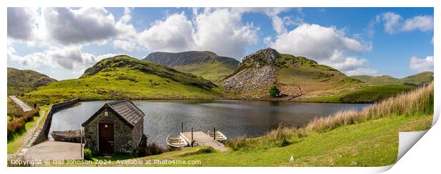 Llyn y Dywarchen a small fishing lake in Snowdonia  Print by Gail Johnson