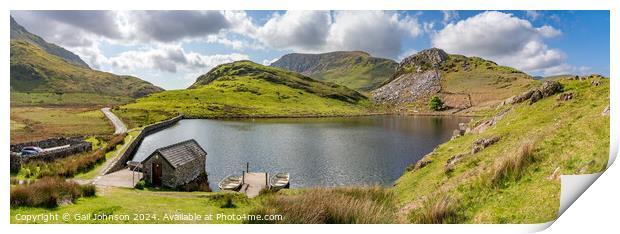Llyn y Dywarchen a small fishing lake in Snowdonia  Print by Gail Johnson