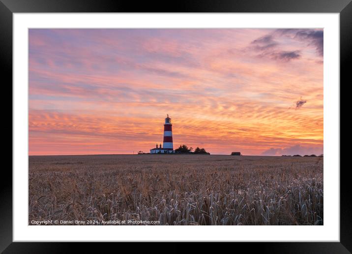 Happisburgh Lighthouse at Sunset Framed Mounted Print by Daniel Gray