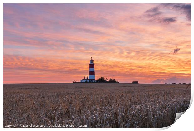Happisburgh Lighthouse at Sunset Print by Daniel Gray