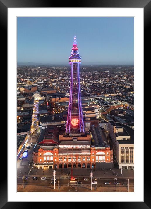 Blackpool Tower Illuminated Framed Mounted Print by Apollo Aerial Photography