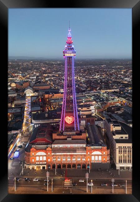 Blackpool Tower Illuminated Framed Print by Apollo Aerial Photography