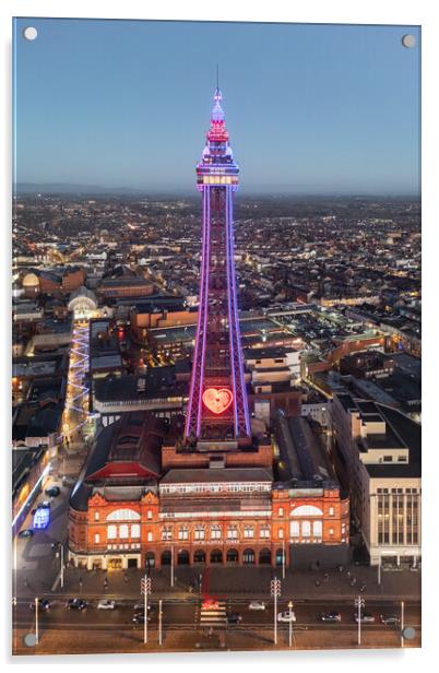 Blackpool Tower Illuminated Acrylic by Apollo Aerial Photography