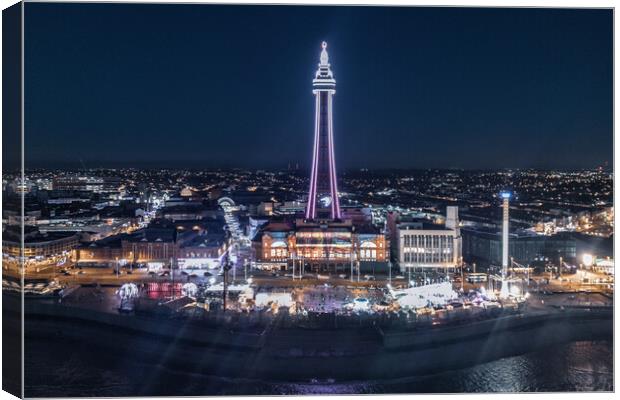 Blackpool Tower Night Lights Canvas Print by Apollo Aerial Photography