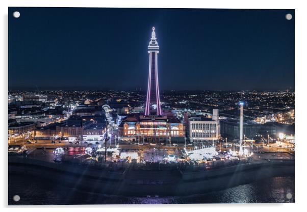 Blackpool Tower Night Lights Acrylic by Apollo Aerial Photography