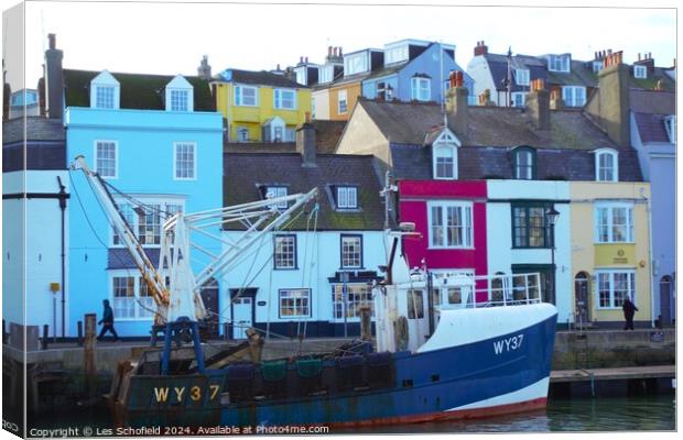 Weymouth Harbour side Canvas Print by Les Schofield
