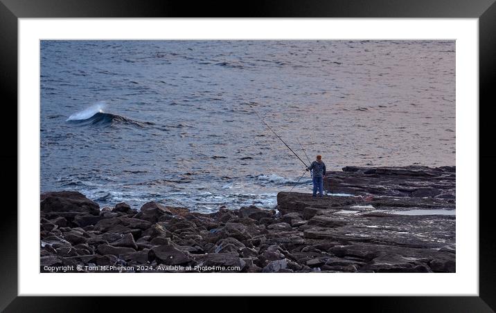 Sea Angler on the Rocks Framed Mounted Print by Tom McPherson