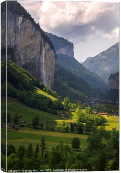 Lauterbrunnen Valley - Staubach Waterfall - Switzerland Canvas Print by Jenny Rainbow