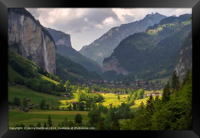 Lauterbrunnen Valley - Staubach Waterfall - Switzerland Framed Print by Jenny Rainbow