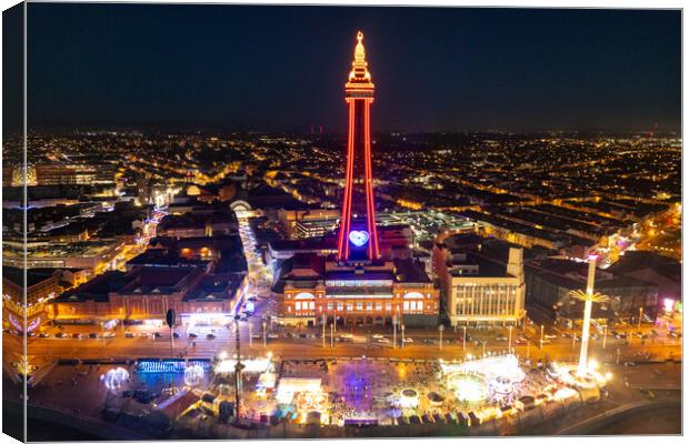 Blackpool Tower in Red Canvas Print by Apollo Aerial Photography