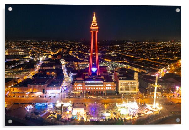 Blackpool Tower in Red Acrylic by Apollo Aerial Photography