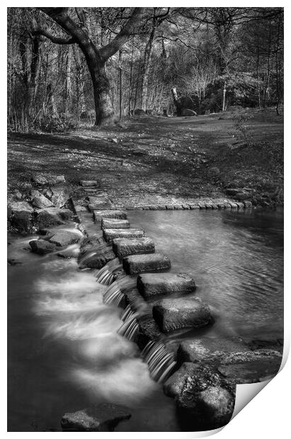 Porter Brook Stepping Stones and Falls  Print by Darren Galpin
