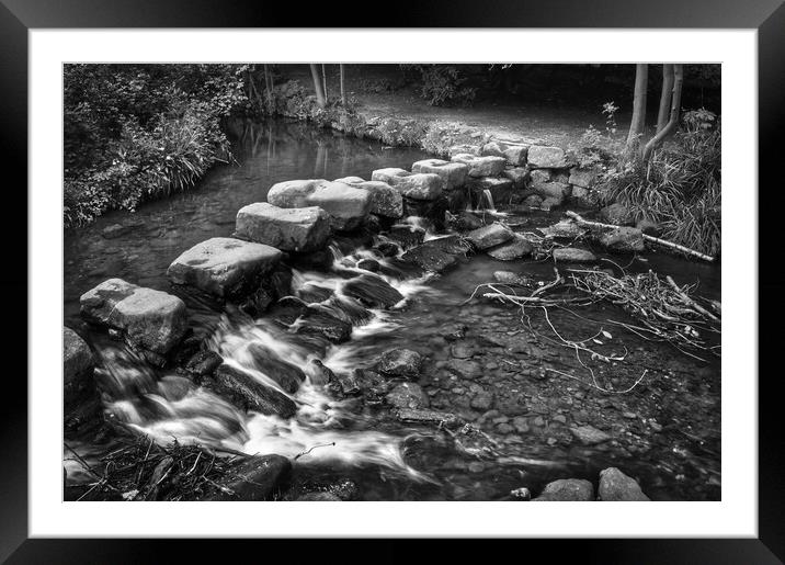 Endcliffe Park Stepping Stones and Falls           Framed Mounted Print by Darren Galpin