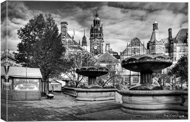 Sheffield Town Hall and entrance to Peace Gardens   Canvas Print by Darren Galpin