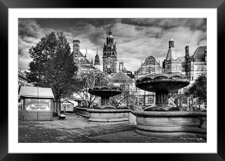 Sheffield Town Hall and entrance to Peace Gardens   Framed Mounted Print by Darren Galpin