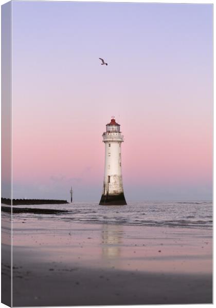 Pastel Lighthouse at New Brighton Canvas Print by Liam Neon