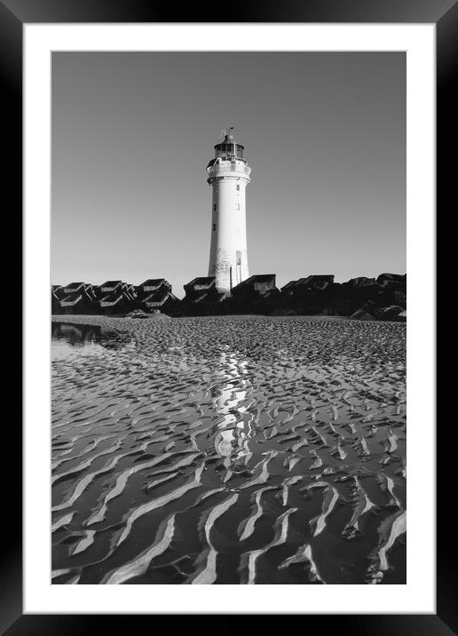 New Brighton Lighthouse at Daybreak Framed Mounted Print by Liam Neon