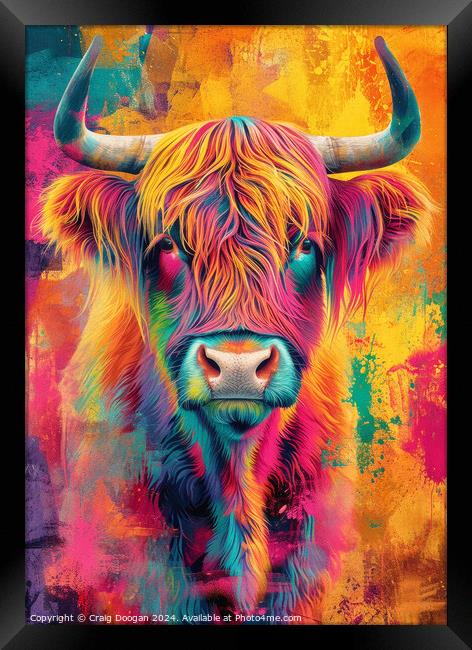 Highland Cow Digital Art Framed Print by Craig Doogan