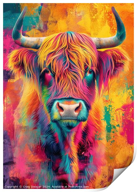 Highland Cow Digital Art Print by Craig Doogan