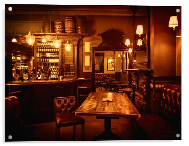 Old British Pub - The Flask - Hampstead, London Acrylic by Bradley Taylor
