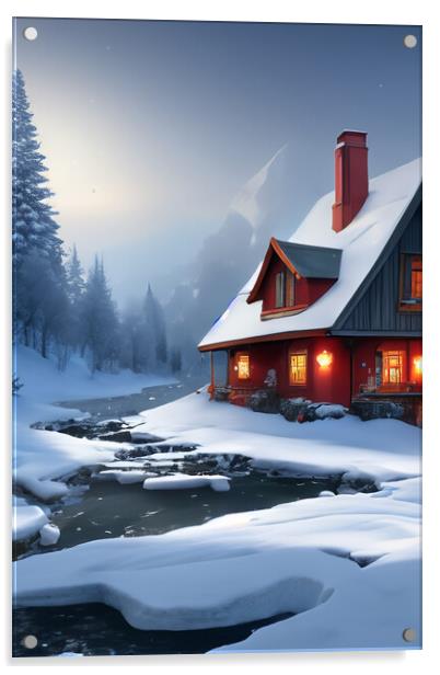 Winter Snow Scene 1 Acrylic by Steve Purnell
