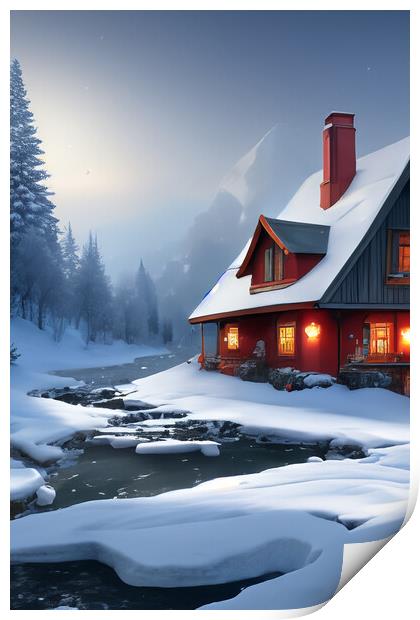 Winter Snow Scene 1 Print by Steve Purnell