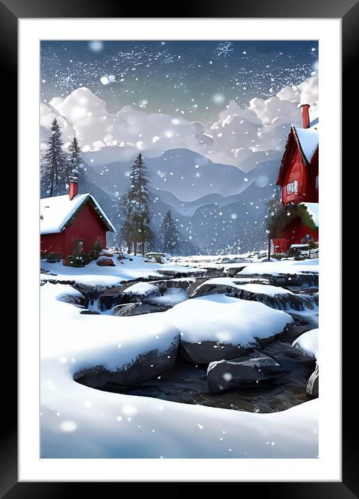 Winter Snow Scene 2 Framed Mounted Print by Steve Purnell