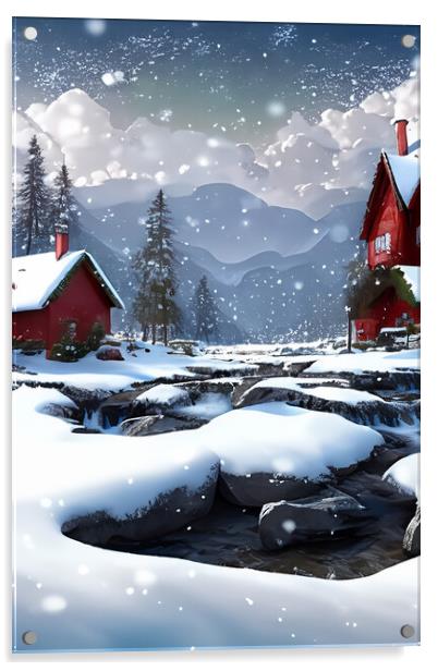 Winter Snow Scene 2 Acrylic by Steve Purnell