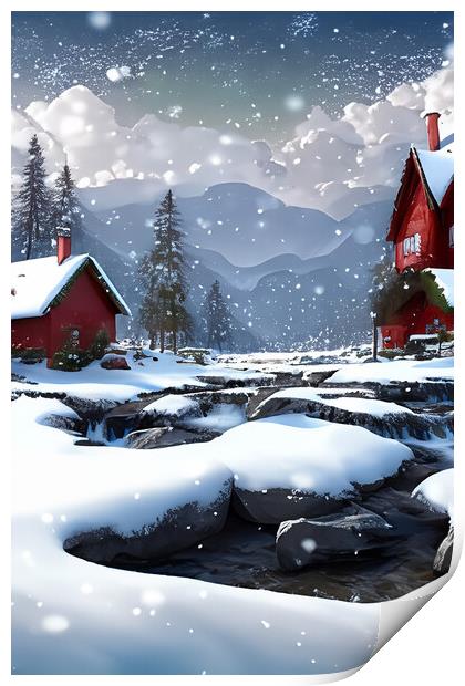 Winter Snow Scene 2 Print by Steve Purnell