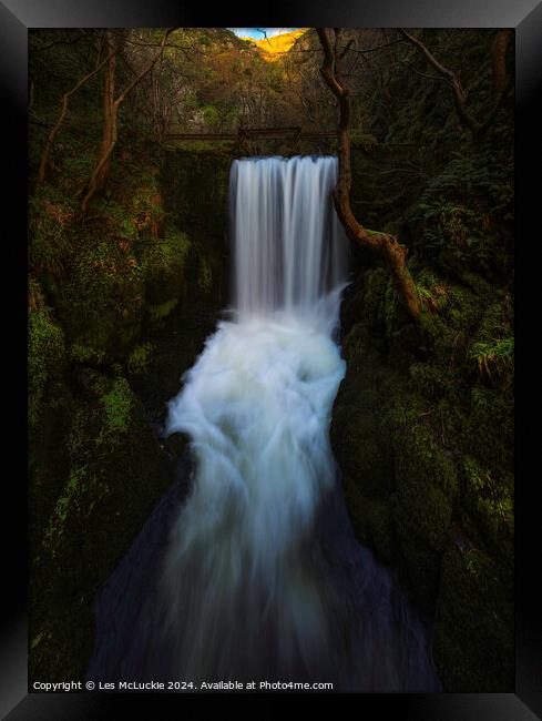 Alva Glen Waterfall Scotland Framed Print by Les McLuckie