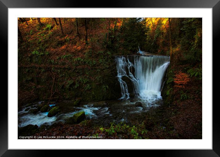 Alva Glen Waterfall Stirling Scotland Framed Mounted Print by Les McLuckie