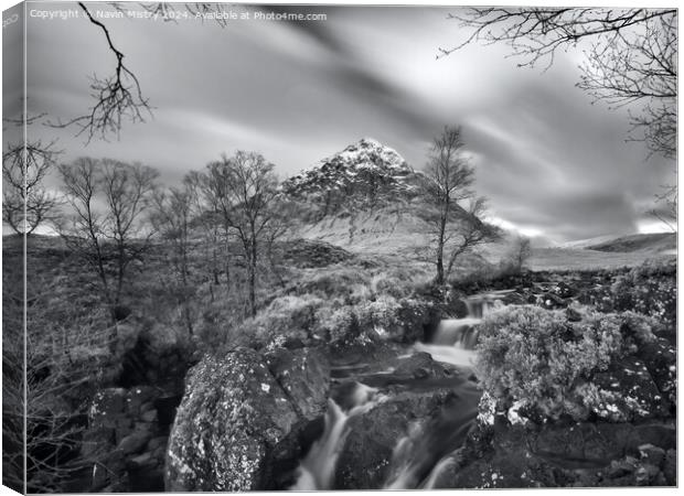 Infrared image of Buachaille Etive Mòr and the Riv Canvas Print by Navin Mistry