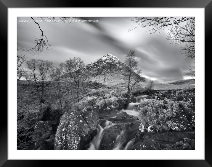 Infrared image of Buachaille Etive Mòr and the Riv Framed Mounted Print by Navin Mistry