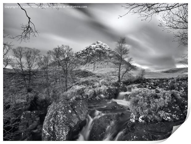 Infrared image of Buachaille Etive Mòr and the Riv Print by Navin Mistry
